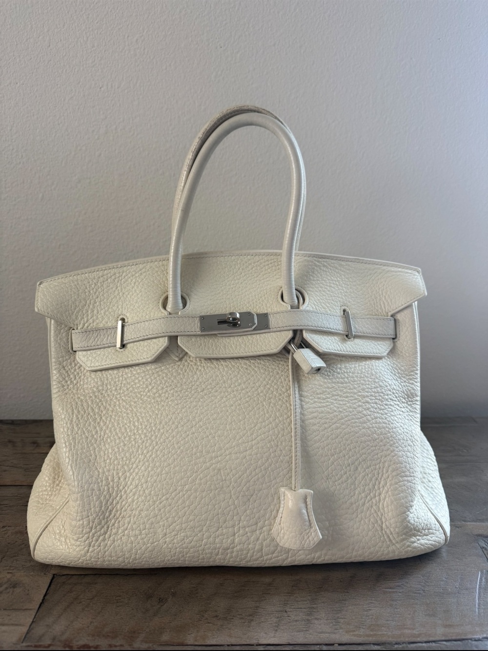 Hermes Cream Birkin 35 with Silver Hardware - Picture 10 of 10